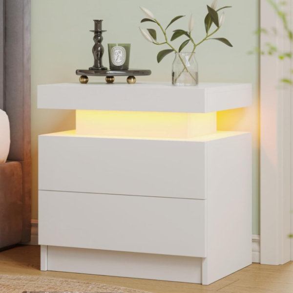 Modern bedside table with two drawers and shelving